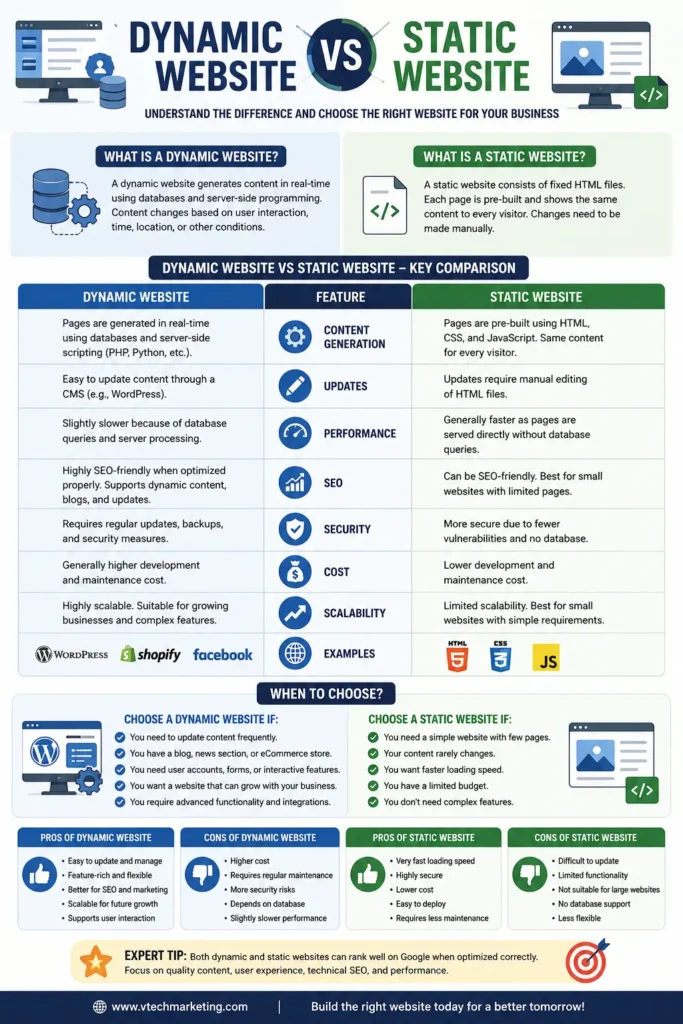 Difference Between Dynamic & Static Website